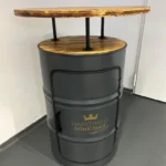 table de bar en tonneau métal upcyclé style loft industriel