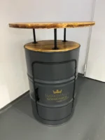table de bar en tonneau métal upcyclé style loft industriel