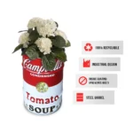 Bac à plantes industriel Campbell’s Soup – Baril métal vintage upcyclé 60L – Image 3
