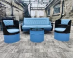 Salon Upcycling en Fûts Métal – Canapé, 2 Fauteuils & Table Basse Personnalisables – Image 7