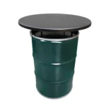 Table-debout industrielle en baril métal 200L avec plateau noir – Mange-debout upcyclé design industriel – Image 2