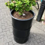 Bac à plantes industriel en baril métal 120L – Jardinière upcycling 48 x 82 cm – Image 4