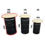 Table-debout industrielle en baril métal 200L avec plateau noir – Mange-debout upcyclé design industriel – Image 3