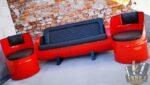 Canapé upcyclé en fûts de pétrole – Canapé industriel personnalisé en barils métal (180 cm) – Image 2