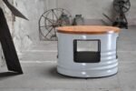 Table basse en baril métal upcyclé Ø60 cm – Design industriel personnalisable – Image 3