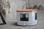 Table basse en baril métal upcyclé Ø60 cm – Design industriel personnalisable – Image 2