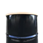 Mange-debout industriel en baril métal 200L avec plateau bois – Table haute upcycling – Image 3