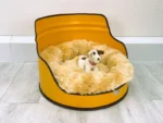 Lit pour animal en tonneau métal upcyclé « Big Sweety » – Couchage design industriel 60 cm – Image 6