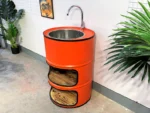 Lavabo / Évier en Tonneau Métal Upcyclé “Sam” – Meuble Industriel Éco-Responsable 200L – Image 2