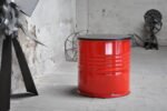 Table Tonneau Métal 200L Upcyclée – Table Design Industriel Personnalisable (Ø60 cm) – Image 5