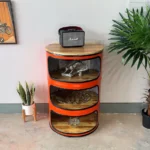 Étagère murale industrielle Mio en fût métal recyclé et bois de palette