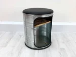 Tabouret en fût métal upcyclé Tom avec rangement intégré