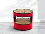 Table basse fût pétrolier recyclé « Otto » – Table ronde upcycling métal & bois style industriel – Image 3
