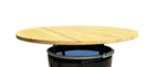 Plateau en bois pour tonneau métal 200/210L – Transformation mange-debout upcycling (Ø 80 cm) – Image 3