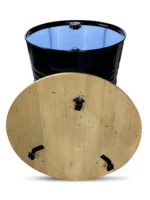 Plateau en bois pour tonneau métal 200L / 210L – Transformation mange-debout upcycling (80 cm) – Image 3