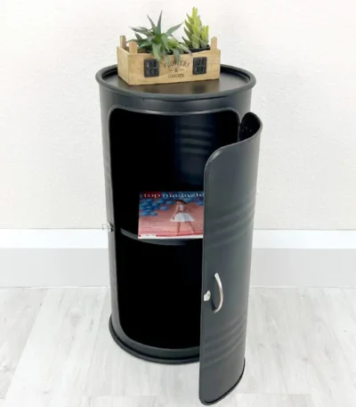 Bar upcycling Vinc fabriqué à partir d’un tonneau métal recyclé