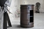 Armoire en tonneau métal 200L upcyclée avec finition industrielle