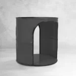 Table basse ronde en fût métal upcyclé Alina finition noire