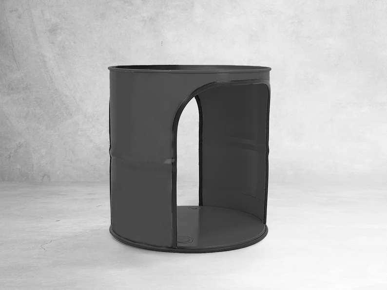 Table basse ronde en fût métal upcyclé Alina finition noire