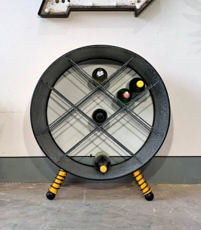 Étagère à bouteilles en baril métal recyclé Jil style industriel