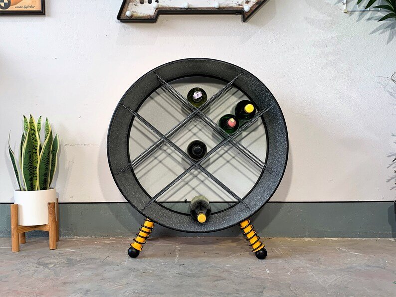 Étagère à bouteilles en baril métal recyclé Jil style industriel