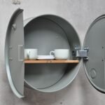 Meuble mural upcyclé en fût métallique thermolaqué