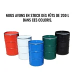 Mange-debout industriel en baril métal 200L avec plateau bois – Table haute upcycling – Image 4