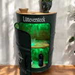 Étagère murale industrielle en tonneau métal recyclé Halbzeit avec étagères bois