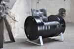 Fauteuil Barrel Chair No.3 – Fauteuil design en tonneau métal 200L personnalisable – Image 2