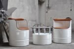 Sitzgruppe en tonneaux métal 200L – Salon upcyclé avec 2 ou 3 fauteuils et table personnalisable – Image 5