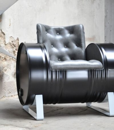 Fauteuil tonneau métal 200L Barrel Chair No.3 design industriel