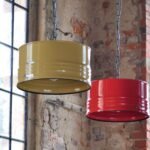 Lampe suspension industrielle en tonneau métal 60L finition noire