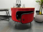 Table basse industrielle KILLEFIT en tonneau métal recyclé – 208 L – Design upcycling – Image 3