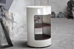 Étagère en tonneau métal upcyclé 200L avec double ouverture latérale