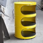 Étagère industrielle en tonneau métal upcyclé 200L avec trois compartiments
