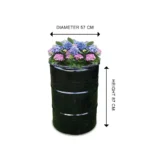 Bac à plantes industriel upcyclé 200L – Jardinière baril métal 57×87 cm – Image 3