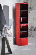 Étagère industrielle en tonneaux métal upcyclés – Double fût 200L avec compartiments (176 cm) – Image 4