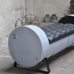 Banc industriel 3 places en tonneaux métal 200L upcyclés