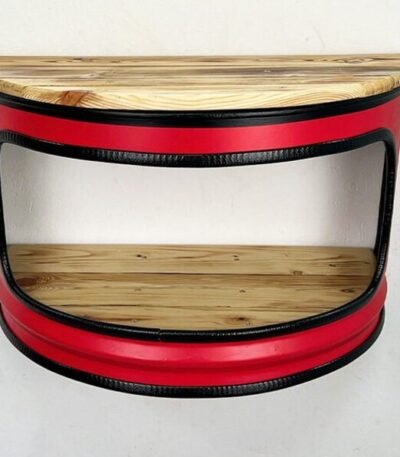 Étagère murale baril Alia en métal recyclé et bois de palette