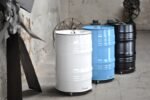 Bac à linge cylindrique 60L en tonneau métal – Design industriel upcyclé – Image 3