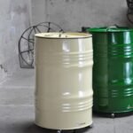 Bac à linge cylindrique 60L en métal style tonneau industriel