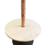 Table haute upcyclée en fût métal 200L avec poteau bois 2,5 m – Support signalétique & éclairage – Image 4