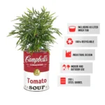 Bac à plantes upcyclé Campbell’s Soup 200L – Baril métal vintage industriel 57×87 cm – Image 3