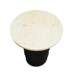 Mange-debout industriel en fût métal 60L avec plateau bois – Table haute upcycling design – Image 4