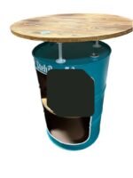 Table Bar Upcycling en Fût de Whisky – Table Basse Industrielle avec Étagère Bois | Style Loft – Image 3