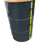 Bar en tonneau métal upcyclé finition anthracite design industriel