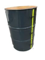 Bar en tonneau métal upcyclé finition anthracite design industriel