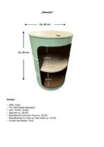 Baril Métal Upcyclé avec Étagère Intérieure et Plateau Bois – Mobilier Industriel Éco-Responsable 208 L – Image 2