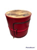 Meuble baril métal upcyclé avec porte et étagères – Armoire industrielle éco-responsable – Image 4