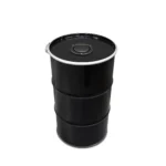 Poubelle BinBin 60L en baril métal noir avec couvercle à trou